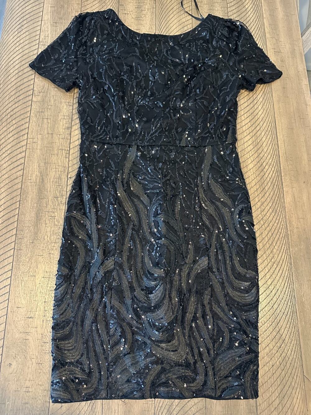 Nikibiki Black Sequin Cocktail Dress Size Small Short Sleeve Party Bodycon